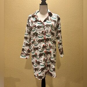 NWT Jaye’s Studio Christmas, Holiday, Leopard Print Nightshirt/Sleepshirt